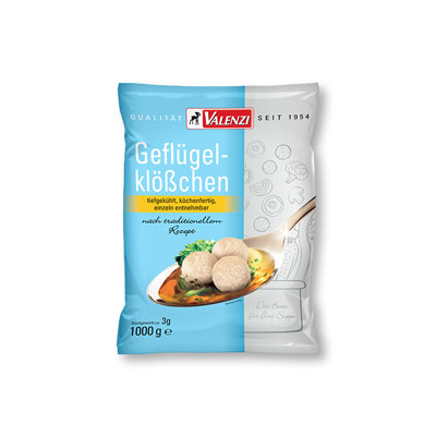 küchenfertige VALENZI Geflügelfleischklößchen tiefgefroren im 1000g Beutel 36064